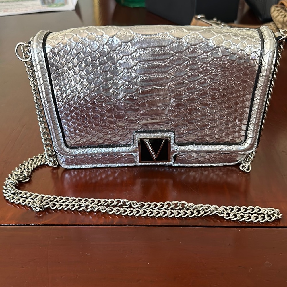 Victoria’s Secret silver bag with long chain strap